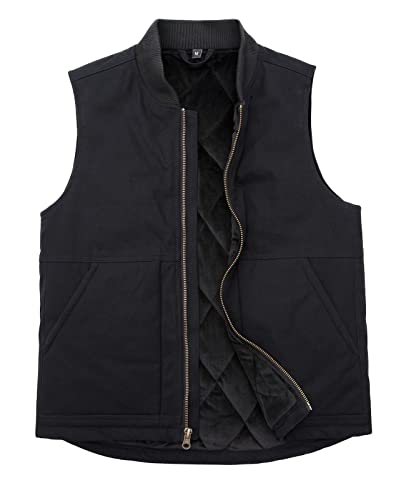 Image of ZENTHACE Mens Quilted Lined Duck Canvas Work Vest,Brass Zip Up