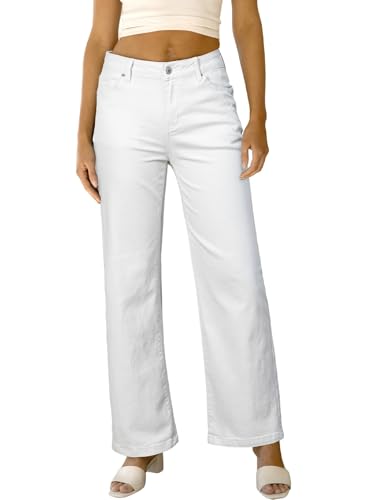 Sidefeel Women's Wide Leg Jeans Casual High Waisted Straight Zimbaplatinum Denim Pants with Pockets4