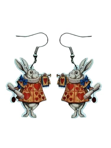 Cute Pair of Alice in Wonderland Classic Style White Rabbit Earrings for Women, Teens, Cosplay and More. Fun Pair of Drop and Dangle White Rabbit Earrings for Women. Fun Pair of Queen of Hearts, White Rabbit, Alice Costume Accessories for Women. Drop and Dangle White Rabbit Earrings for Women.
