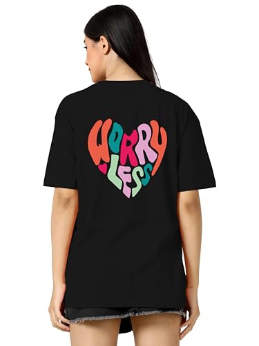 Image of TQH Women's Casual Printed Round Neck, Oversized Longline Drop Shoulder Boho Style T-Shirt