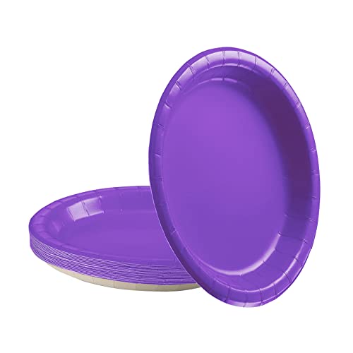 Lot de 16 assiettes violet foncé - Décoration de table Halloween - Fournitures d’anniversaire