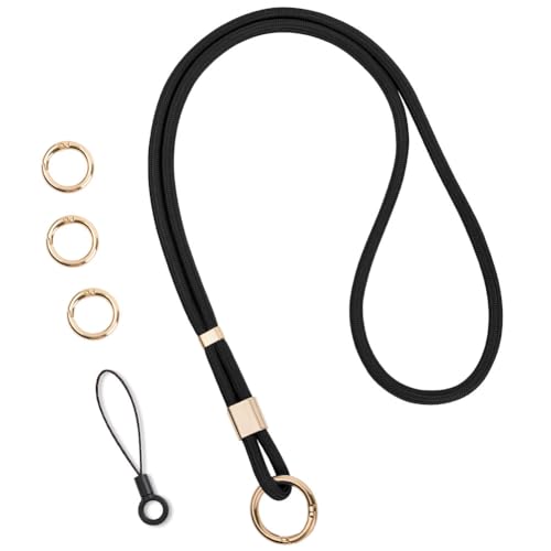 Flintronic Schlüsselband, Schlüsselbänder Umhängeband, Drehbarem Metallclip Abnehmbare Neck Lanyard Langes Handgelenk mit karabiner, Paracord Schlüsselanhänger Schlüssel Ausweise(Schwarz)