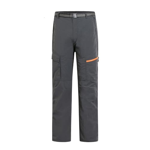 Generisch 2026 Pantalones de senderismo para hombre con costura interior alta, ligeros, impermeables, pantalones cargo de trabajo, 5 bolsillos con cremallera para actividades al aire libre, gris, 4XL