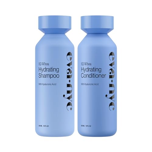 Image of Eva NYC Hyaluronic Acid Hydrating Shampoo and Conditioner Set - Add Moisture + Shine - Restore Hydration + Soften - All Hair Types - Gentle Cleanse, High Lather - Jasmine Scent - 10 floz (Pack of 2)