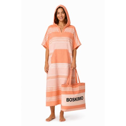 BOSKIMO Poncho Toalla Adulto Capucha - Playa Piscina Surf - Bolso Incluido