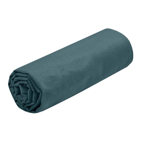 STOF - Drap Housse -Taille 160x200 cm Grand Bonnet 30 cm -100% Coton certifié Oeko-Tex - Couleur Eucalyptus -Modèle Eden - Linge de Lit pour Maison - Doux et...