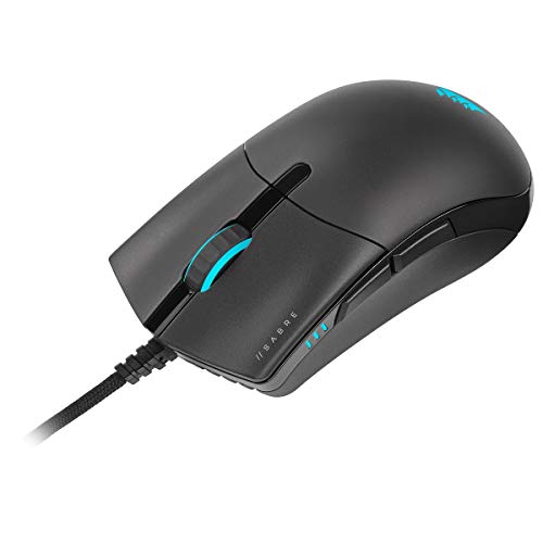Image of Corsair SABRE RGB PRO CHAMPION SERIES FPS /MOBA Gaming Mouse -Ergonomic Shape for Esports and Competitive Play -Ultra-Lightweight 74g -Flexible Paracord Cable - QUICKSTRIKE Buttons with Zero Gap, Black