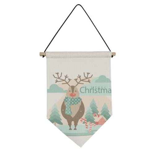 Drapeau en toile de Noël avec renne suspendu pour mur de maison