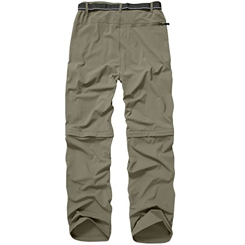 Mens Hiking Stretch Pants Convertible Quick Dry Lightweight Zip Off Outdoor Travel Safari Pants (818 Khaki 36) #TOP2