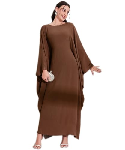 MedeShe Womens Modest Hidden Adjustable Belt Oversized Abaya Muslim Dress Prayer Robes Kaftans (Coffee One Size)