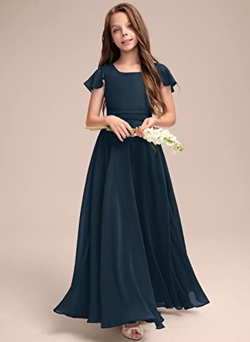 A-Line Square Long Chiffon Junior Bridesmaid Dress Flower Girl Dress for Wedding2