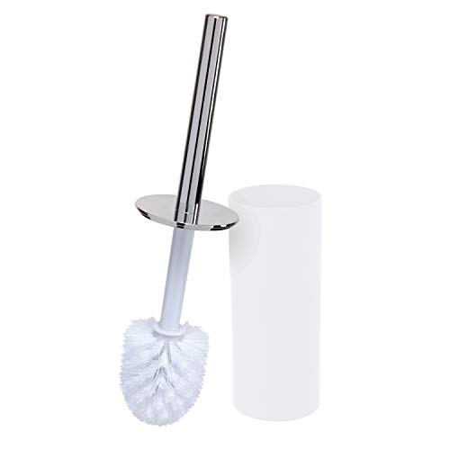 Image of Bath Bliss Soft Touch Toilet Brush and Holder Set | Bathroom Cleaning | Durable 360 Degree Bristle | Discrete Storage | Matte White