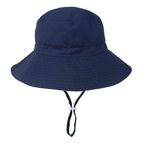 Zando Baby Sun Hat Toddler Summer Outdoor UPF 50+ Sun Protection Baby Boy Girl Beach Hats Kid Cap Bucket Hat Navy Blue 12-24 Months