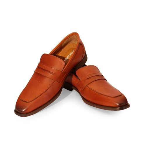 Image of Classic Genuine Leather Formal Penny Loafers for Men | Premium Formal Slip-On Shoes | Cushioned Comfort | Lightweight TPR Sole | Office & Business Wear