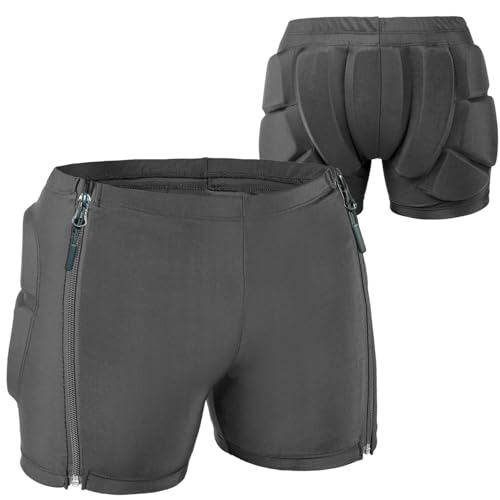 Kids Zip-on Zip-Off Padded Shorts for Snowboard Ski Figure Skating Cycling, Children Youth Adults 3D HIPS Pants Proteciton for Tailbone and Butt Black