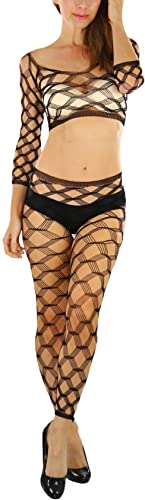 Image of ToBeInStyle Women's Spandex Multi Net Fishnet Set Rave Novelty Party Crop Top & Tights