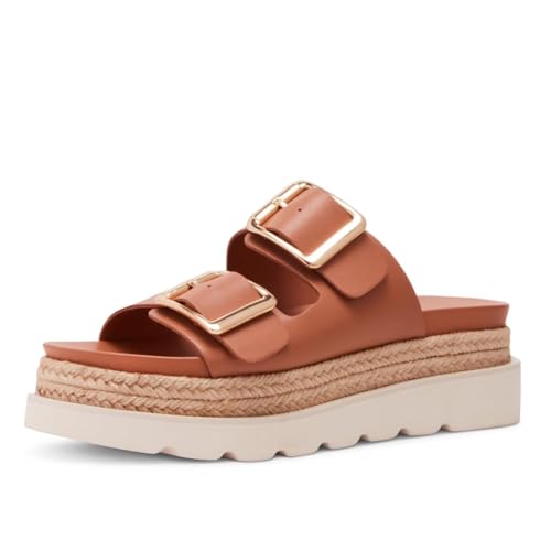 Image of Dsevht Raffia Platform Wedges Sandals for Women Espadrille Slide Sandal Adjustable Summer Woven Straw Crochet Cute Casual Beach Shoes