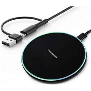 Fast Wireless Charger Pad,Wireless Charging Station Compatible with iPhone 16 15 14 13 12 11 XS XR X 8, Compatible with Samsung Galaxy S25 S24 S23 S22 S21 S20 S10 S9 S8 S7, for all Qi Phones
