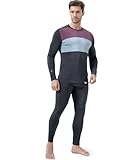 WooLogic 100% Merino Wool Base Layer Set Thermal Underwear Top Bottom Fleece Lined Thick Warm Ski Hunting Cold Weather (Twilight Horizon XL)