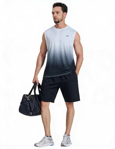 Image of EZRUN Men's Workout Sleeveless Shirts Quick Dry Muscle Swim Shirt Gym Fitness Running Beach Tank Tops
