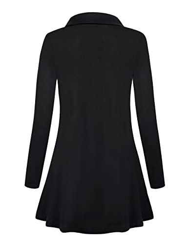 Miusey Womens Zip Up Tunic Sweatshirt Collar Neck Lightweight Long Jacket Cardigans3