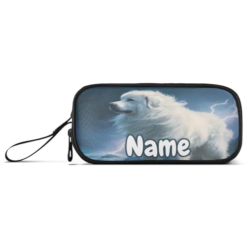 Image of Custom Great Pyrenees Dog Pencil Case Box Boys Girls Personalized Name Large Pencil Pouch Stationery Pen Bag Organizer for Kids Adults School Office