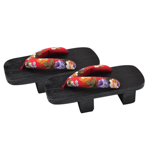 Sandales à plateforme femme en bois tissu rouge confortable été 38-40