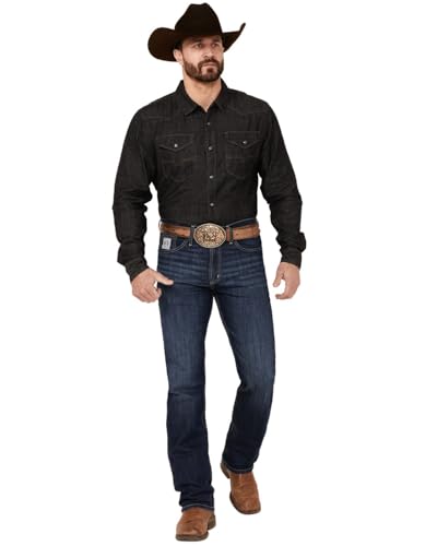 Cinch Men's Silver Label Dark Stonewash Slim Straight Performance Stretch Indigo 32W x 32L US