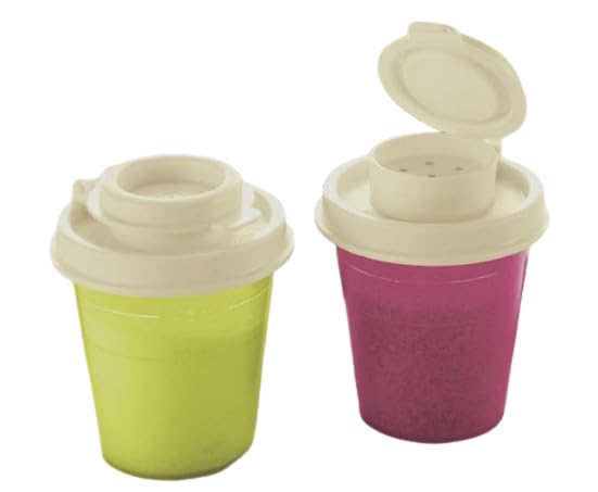 Tupperware Tupper Mini Midget Salt and Pepper Shakers 2 Ounce Set Pink and Margarita