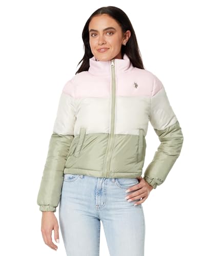 U.S. POLO ASSN. Crop Multi Color-Blocked Puffer Jacket