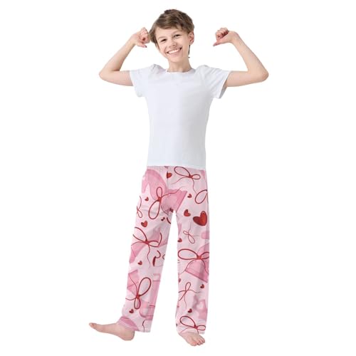 Chess with Bow Boys Pants Boys Athletic Pants Long Pant for Boywith Pockets Wide-Leg Size 6-14Y3