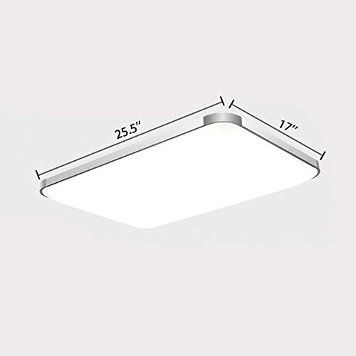 Ceiling Light Fixtures Rectangle Led Ceiling Lights Flush Mount Modern Silver Ceiling Lamp for Dining Room Bedroom - 25.5", Warm