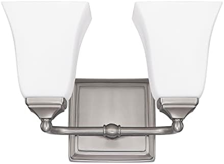 Capital Lighting 8452BN-119 Cade Soft White Glass Bath Vanity Wall Mount, 2-Light 150 Total Watts, 9" H x 13" W, Brushed Nickel