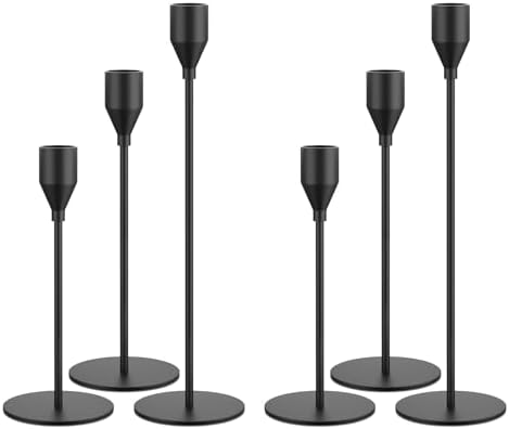 NLBTW Black Taper Candle Holders Set of 6, Metal Candlestick Hold...