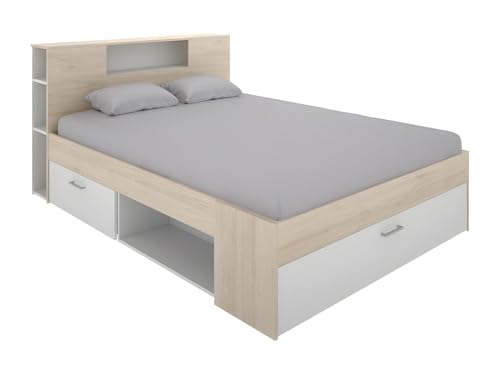 DEKIT Grupo RIMOBEL Lanka - Cama Compacta para Dormitorio - Natural/Blanco - 95 X 149.6 X 218.5 Cm