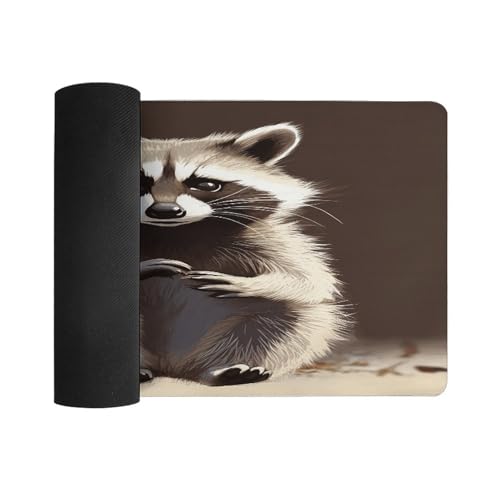 Cute Raccoon2 alfombrilla de escritorio antideslizante grande miniatura 3