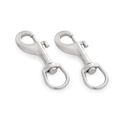 SHONAN 2.75 Inch Swivel Eye Snap Hook, 2 Pack Marine Grade Scuba Bolt Snap, Single Ended Stainless Steel Flag Clips Swivel Snaps for Scuba Diving, Flag Pole Rope, Dog Leash, Camera Strap