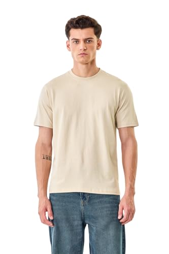 Image of SNITCH Men T-Shirt | Minimalist Regular Fit & Short Sleeve Styling | 100% Breathable Cotton Casual Wear T-Shirt & Durable Knit Plain Weave Everyday Summer Essential
