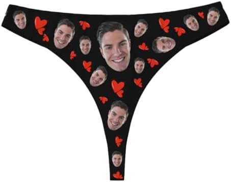 Custom Thong for Women Personalized Thongs with Face Photo Customized underwear Panties Funny Gifts for Her Girlfriend Wife Style 07 Medium