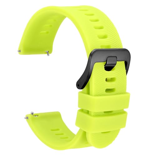 WOCCI 22mm Arched Stripes Silicone Watch Band for Men Quick Release Strap Black Buckle (Lime Green)