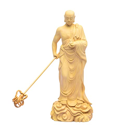 繁樓藝雕 地蔵菩薩 仏像 仏壇仏像 木彫り置物 桧木製 祈る 厄除け 子育て 水子供養 守護 (高さ20cm×巾7.5cm×奥行5.5cm) (原木)