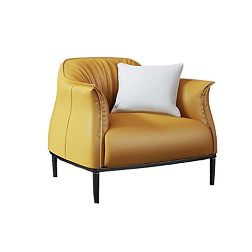 Gfdsase Comfortable Faux Leather Armchair For Living Room,Bedroom,Club,Office 3 Colors Comfortable Everyday Use (Color : Light yellow, Size : 80x78x78cm)