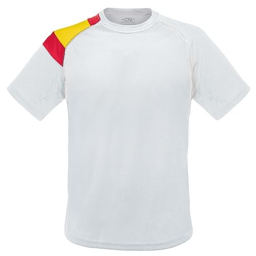 C&P Camiseta Personalizada, Bandera de España en Hombro Derecho | Manga Corta | 100% poliéster Elige tu Talla y Color Ideal | Personalizacion en DTF
