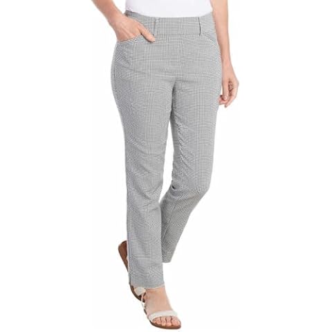Hilary Radley Women Mid-Rise Stretch Pull-On Ankle Pant (US, Alpha, XX-Large, Regular, Regular, Off White & Black Combo) Cover