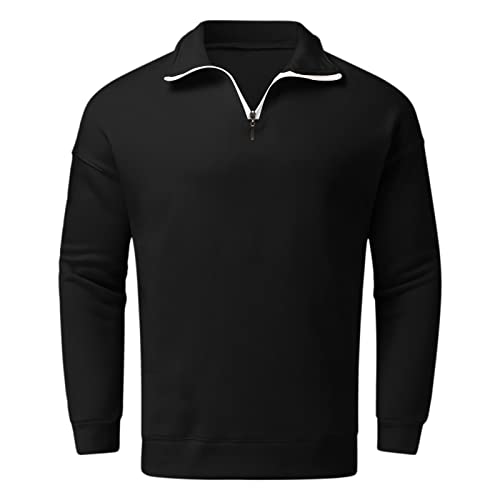 Zip Up Hoodies for Men 1/4 Zip Fleece Pullover Sweatshirt Fall Fashion Casual Oversized Loose Fit Drop Shoulder Tops4