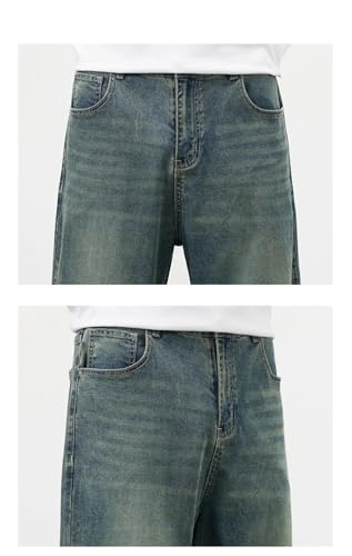 Men's Straight Vintage Jeans Soft Lyocell Trousers Personality Baggy Denim Pants2