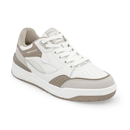 Image of Red Tape Women's Sneakers White Black Pu Round Toe Lace-Up