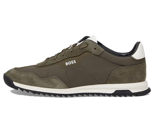 Image of BOSS Men's Zayn Low Profile Suede Leather Two Tone Sneaker
