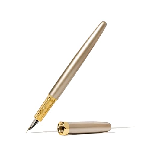 Image of Ferris Wheel Press, Bijou Fountain Pen, Captain Earl Greyson, Double Gold Plated, Sapphire Lacquer Finish, Two-Tone Steel Nib, Fine