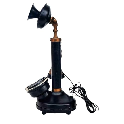 Decor Antique Retro Candlestick Telephone – Black Ornamental Phone with